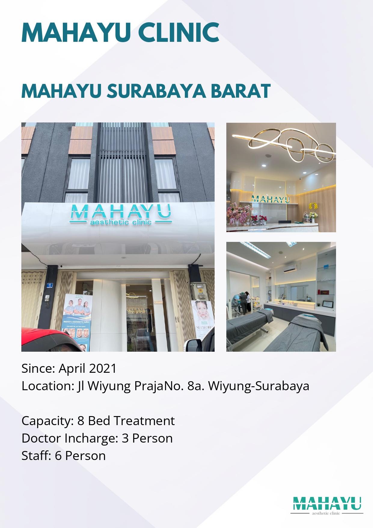 Fasilitas dan Ruang Perawatan Mahayu Surabaya Barat (Kantor Pusat)